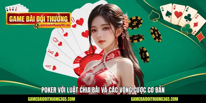 Poker với luật chia bài và các vòng cược cơ bản Poker với luật chia bài và các vòng cược cơ bản